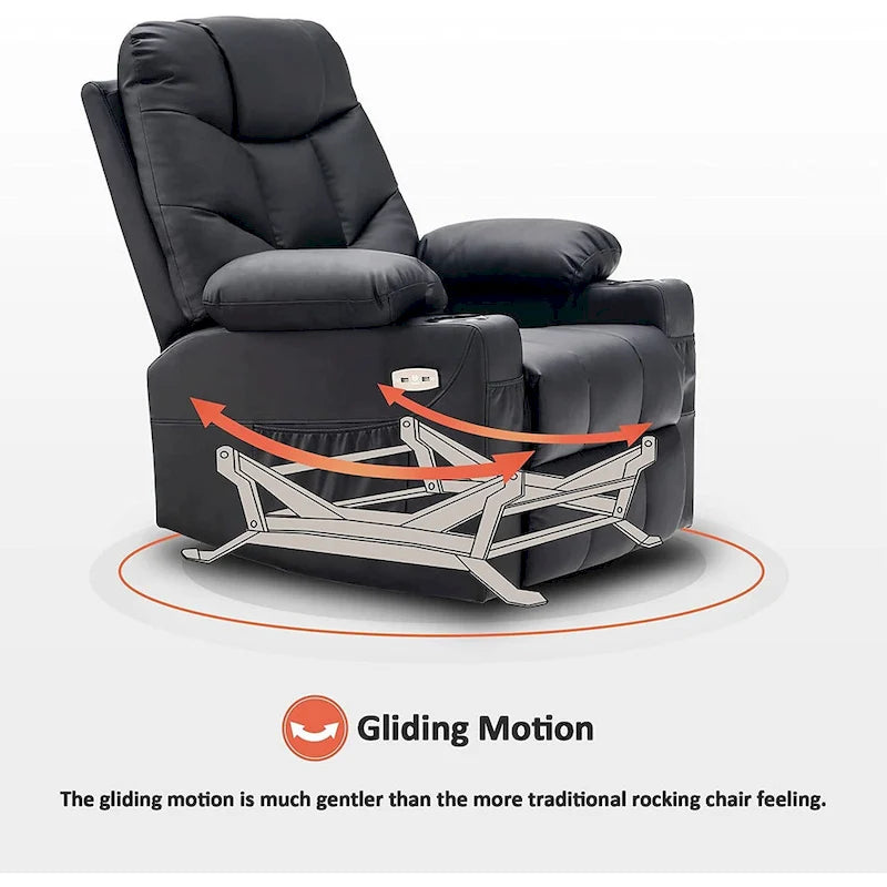 Fauteuil inclinable à bascule manuel MCombo avec ports USB, similicuir 8002-7