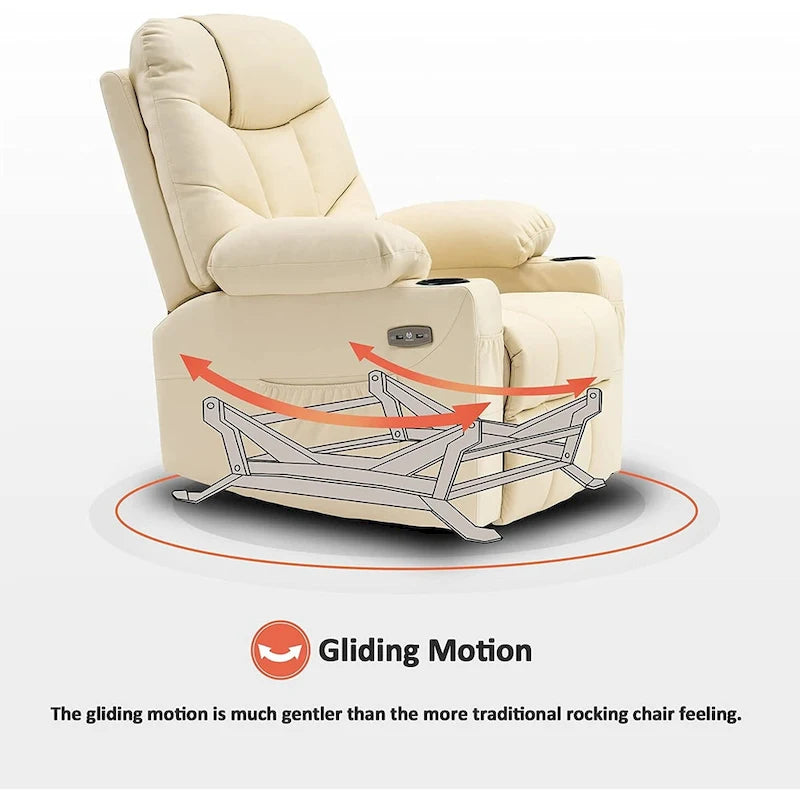 Fauteuil inclinable à bascule manuel MCombo avec ports USB, similicuir 8002-14