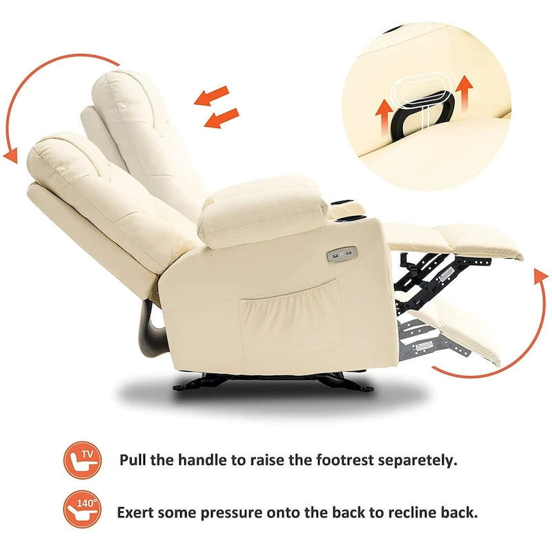 Fauteuil inclinable à bascule manuel MCombo avec ports USB, similicuir 8002-15