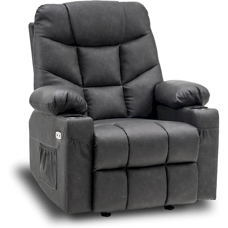 Fauteuil inclinable à bascule manuel MCombo avec ports USB, similicuir 8002-19