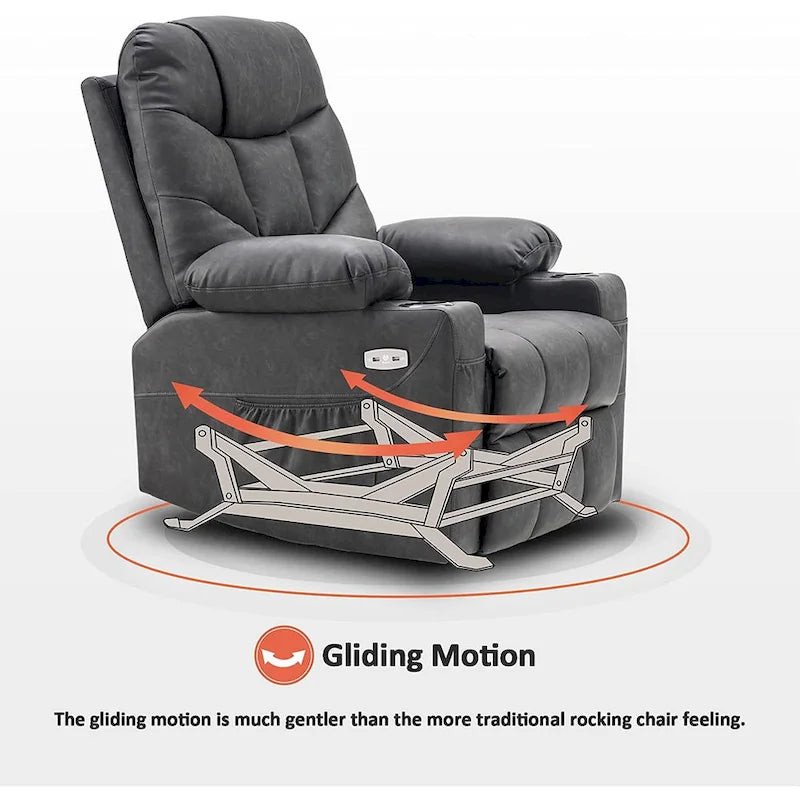 Fauteuil inclinable à bascule manuel MCombo avec ports USB, similicuir 8002-20