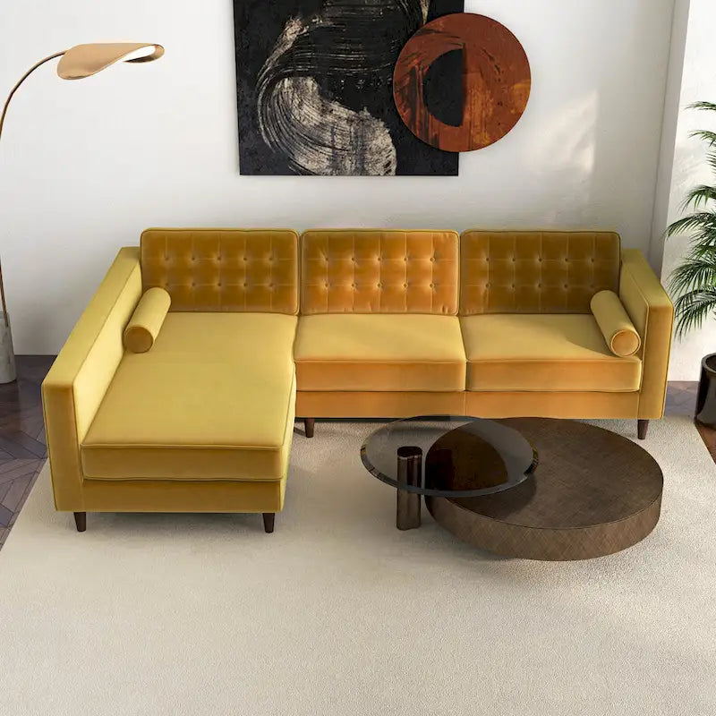 Canapé d'angle moderne en velours capitonné Ora pour salon-3