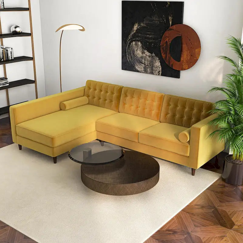 Canapé d'angle moderne en velours capitonné Ora pour salon-5