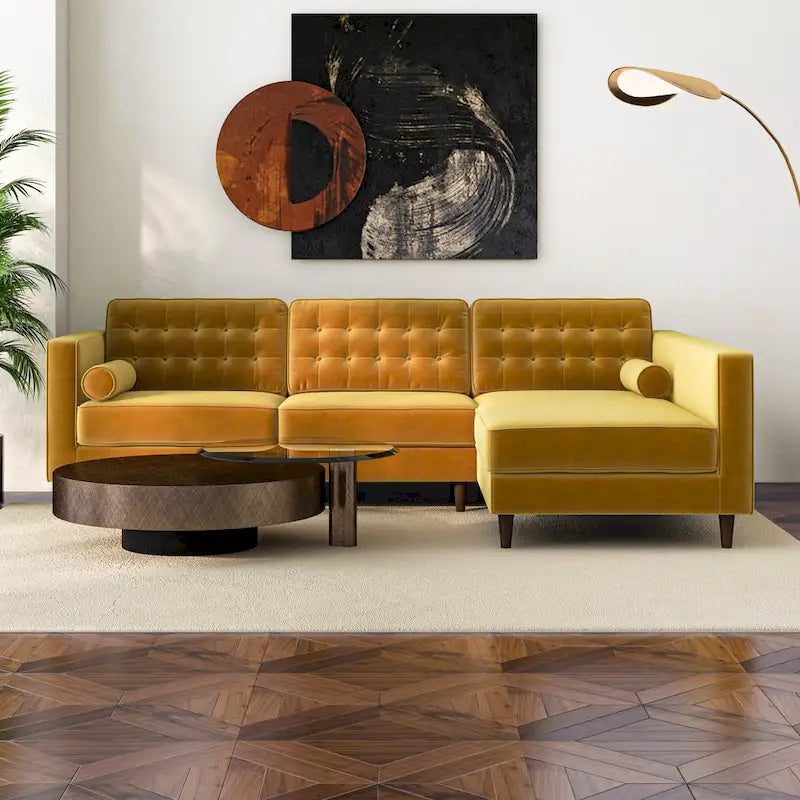 Canapé d'angle moderne en velours capitonné Ora pour salon-12