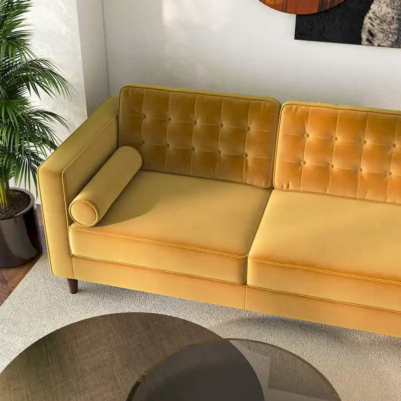 Canapé d'angle moderne en velours capitonné Ora pour salon-17