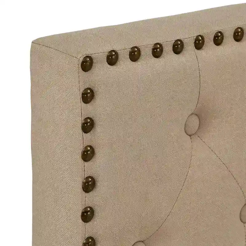 Lit plateforme avec tête de lit en lin cloutée Arlert et rangement par iNSPIRE Q Classic-7