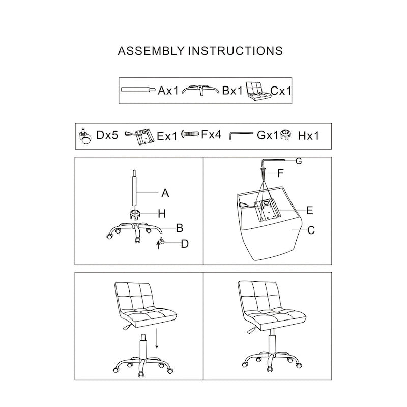 Chaise de bureau TOTO Home Office capitonnée, sans accoudoirs, coussin épais, hauteur réglable 48-64 cm, rouge moderne - Non disponible-3