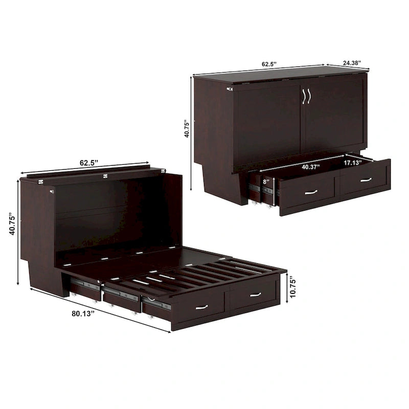 Lit escamotable Chelsea Queen avec matelas-11