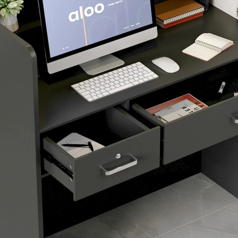 Bureau d'accueil à 3 tiroirs, table de réception, bureau d'ordinateur, espace de travail-19