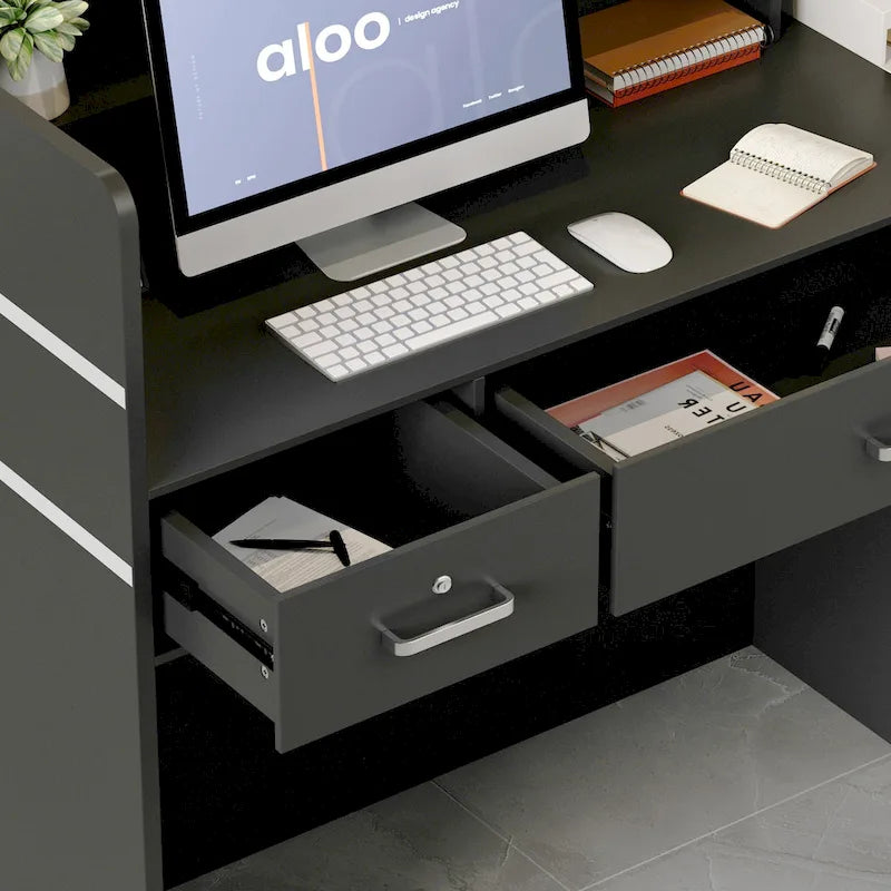 Bureau d'accueil à 3 tiroirs, table de réception, bureau d'ordinateur, espace de travail-20