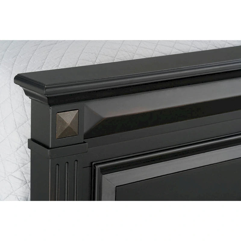 Lit à panneaux de bois noir vintage Renova de Roundhill Furniture-4