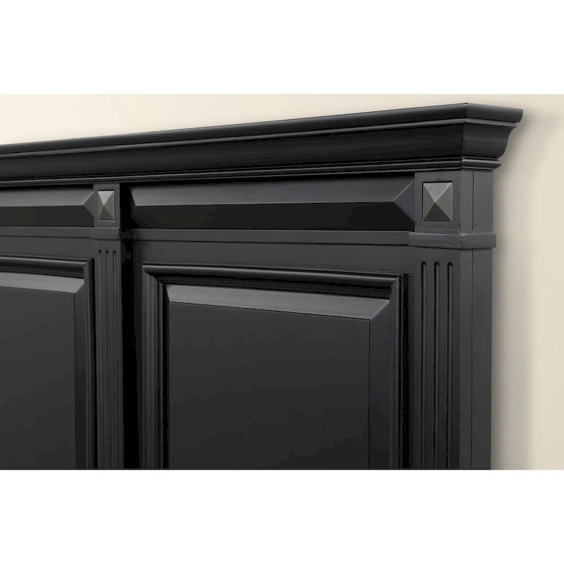 Lit à panneaux de bois noir vintage Renova de Roundhill Furniture-9