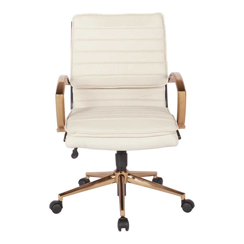 Fauteuil de bureau OSP Home Furnishings Gold Base à dossier mi-haut en similicuir, modèle mi-haut-36