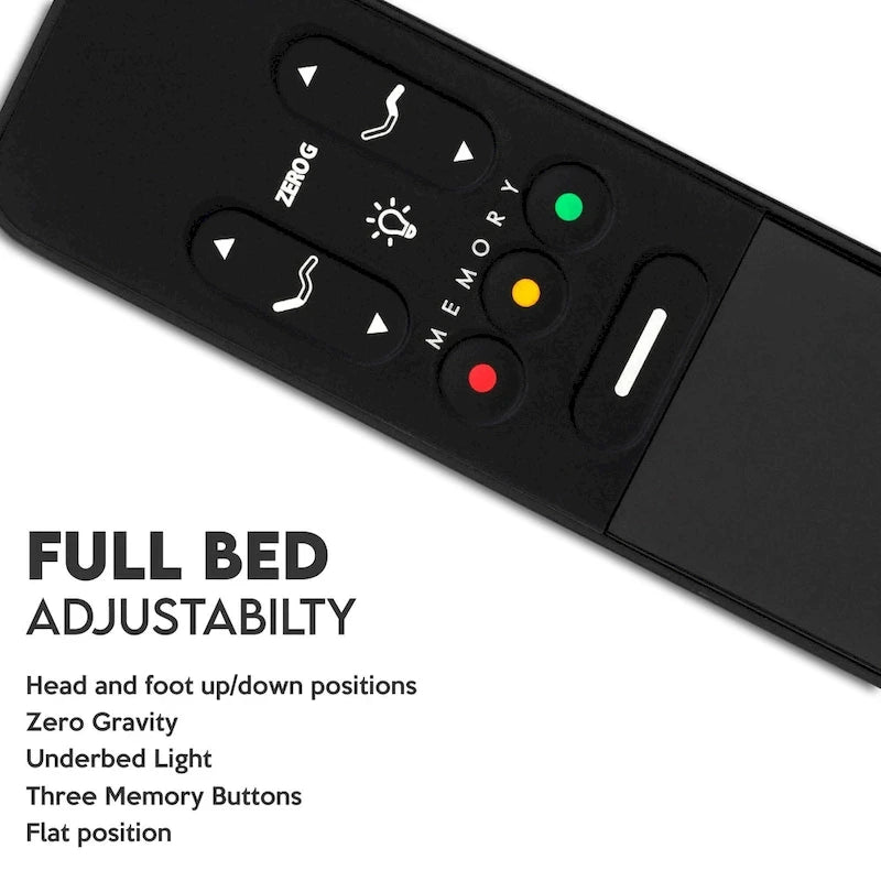 Sommier articulé Onetan avec tête de lit, télécommande sans fil, position zéro gravité, éclairage sous le lit, gris-4
