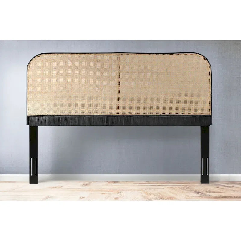 East Indie Cane and Teak Headboard