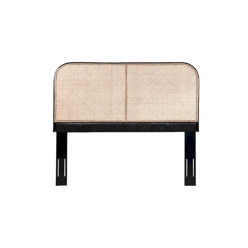 Tête de lit en rotin et teck des Indes orientales-4