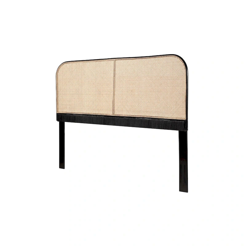 Tête de lit en rotin et teck des Indes orientales-6