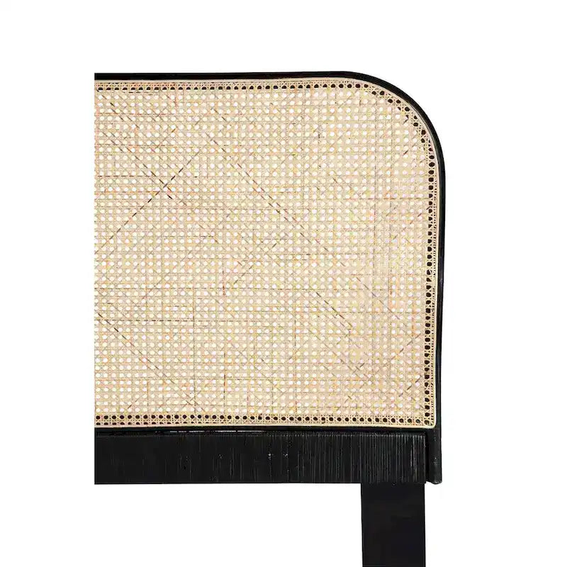 Tête de lit en rotin et teck des Indes orientales-9