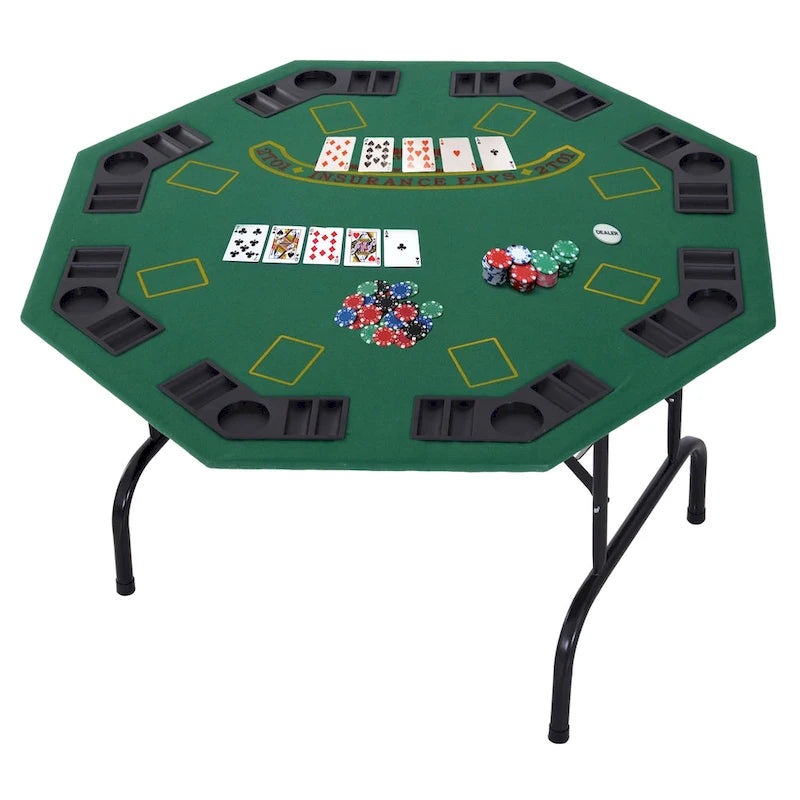 Soozier 48 8 Person Octagonal Foldable Poker Table with Cup Holders