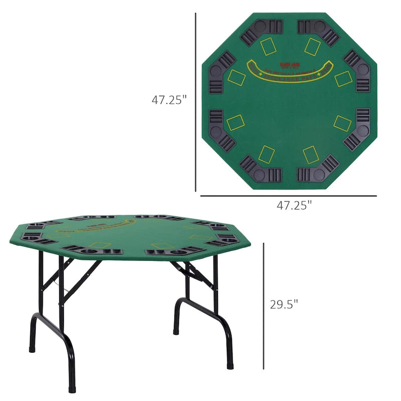 Table de poker octogonale pliable Soozier 48 pour 8 personnes avec porte-gobelets-3