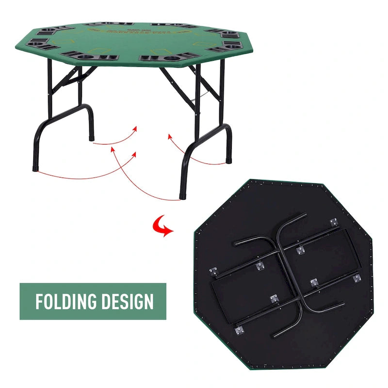 Table de poker octogonale pliable Soozier 48 pour 8 personnes avec porte-gobelets-5