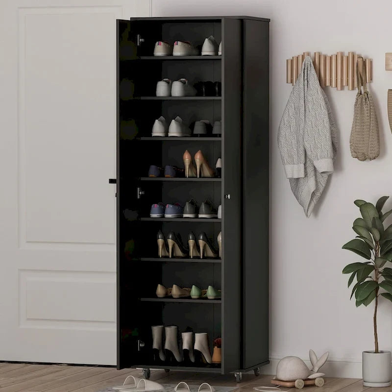 70.9Armoires Armoire Placard Meuble de rangement Meuble à chaussures Blanc/Noir-5