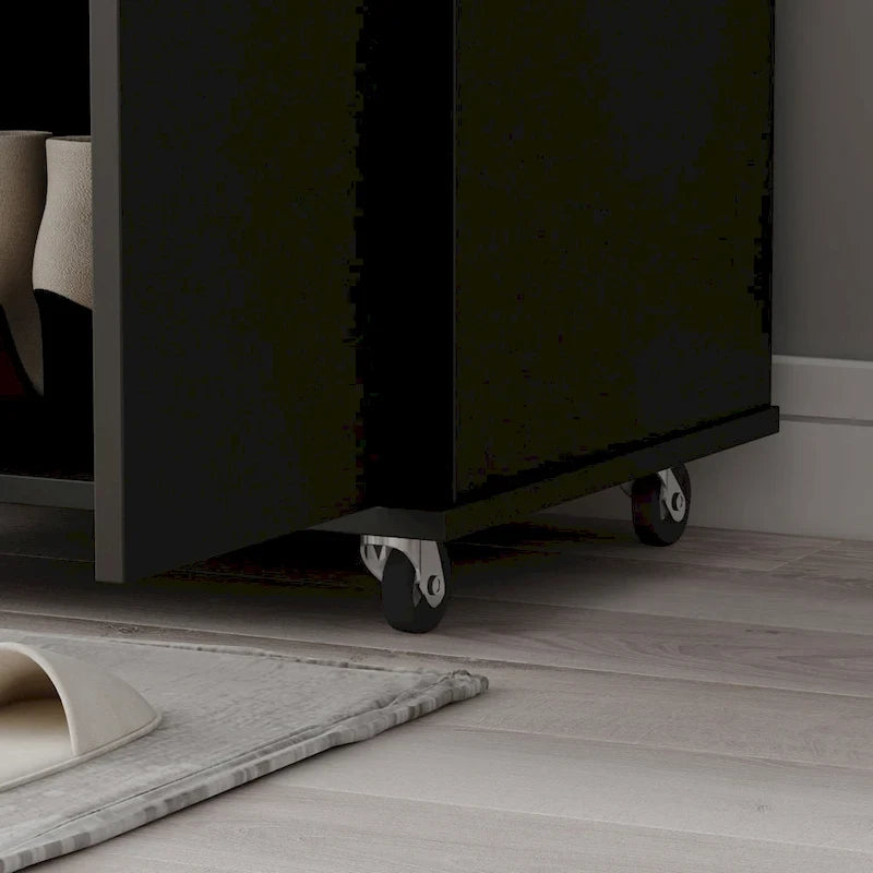 70.9Armoires Armoire Placard Meuble de rangement Meuble à chaussures Blanc/Noir-7