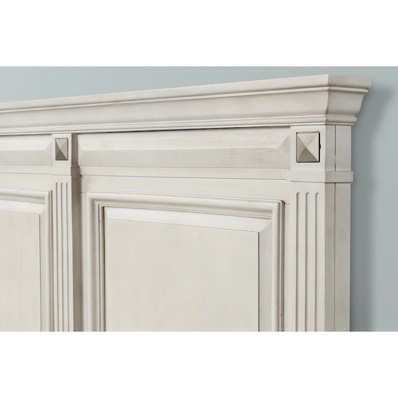 Ensemble de chambre à coucher 3 pièces Roundhill Furniture Renova en bois parchemin vieilli, lit à panneaux et 2 tables de chevet-5