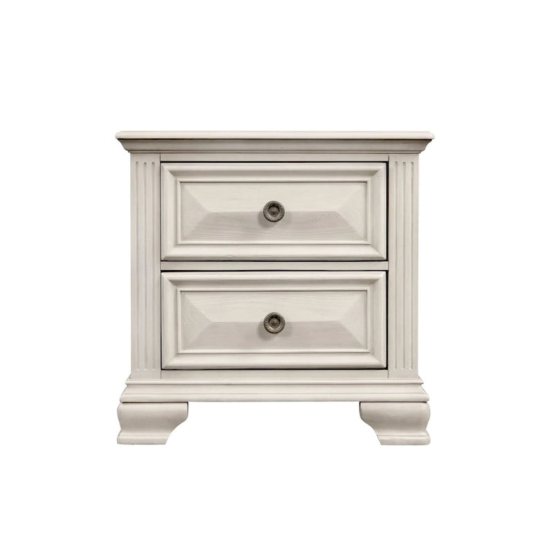 Ensemble de chambre à coucher 3 pièces Roundhill Furniture Renova en bois parchemin vieilli, lit à panneaux et 2 tables de chevet-7