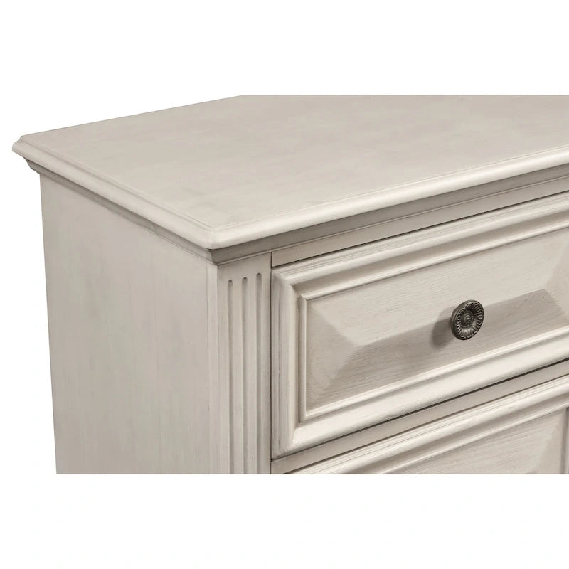 Ensemble de chambre à coucher 3 pièces Roundhill Furniture Renova en bois parchemin vieilli, lit à panneaux et 2 tables de chevet-8