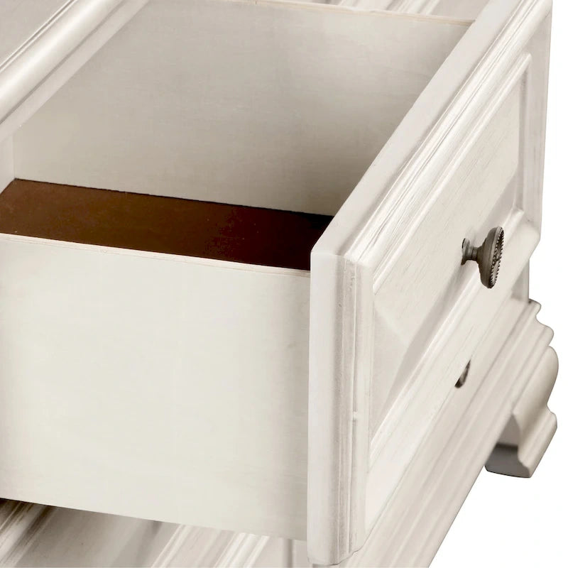 Ensemble de chambre à coucher 3 pièces Roundhill Furniture Renova en bois parchemin vieilli, lit à panneaux et 2 tables de chevet-9