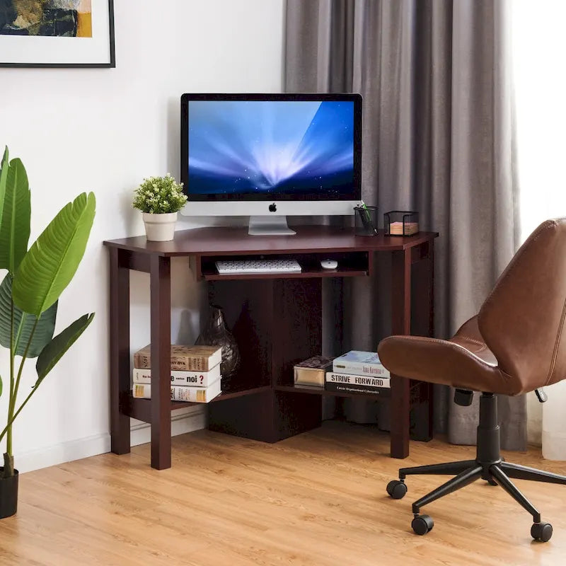Bureau d'angle en bois avec tiroir, table de travail/d'étude-6