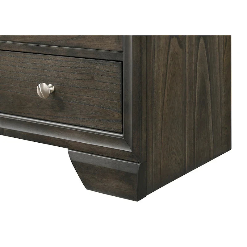 Ensemble de chambre à coucher Ayla 5 pièces avec plateforme en tissu gris et rangement-16