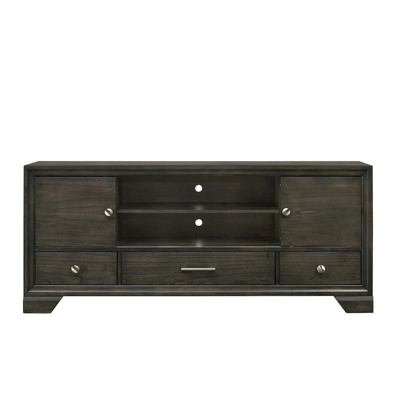 Ensemble de chambre à coucher Ayla 5 pièces avec plateforme en tissu gris et rangement-17