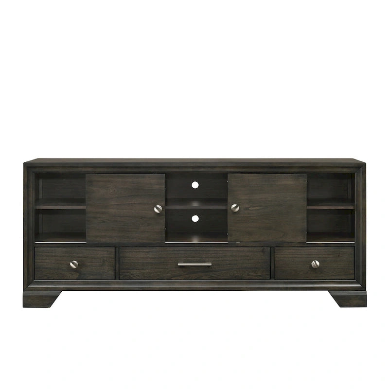 Ensemble de chambre à coucher Ayla 5 pièces avec plateforme en tissu gris et rangement-18