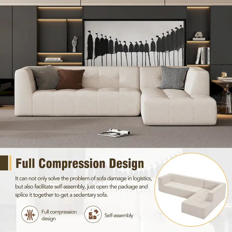 Ensemble de canapés modulables pour salon (110,2 x 72,8 cm), canapé moderne et minimaliste, canapé-lit rembourré pour salon et chambre.-3