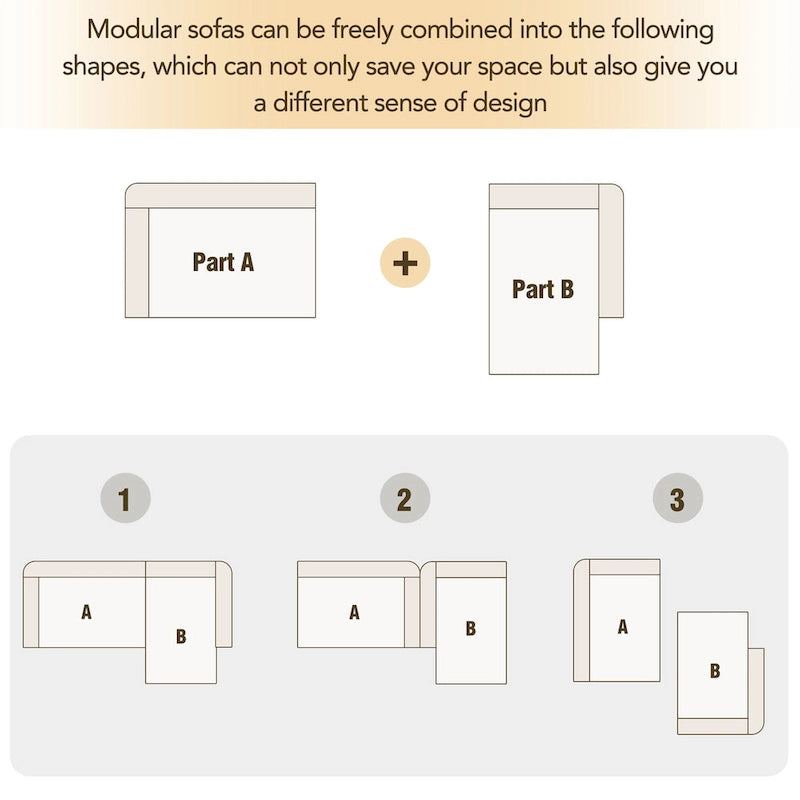 Ensemble de canapés modulables pour salon (110,2 x 72,8 cm), canapé moderne et minimaliste, canapé-lit rembourré pour salon et chambre.-4