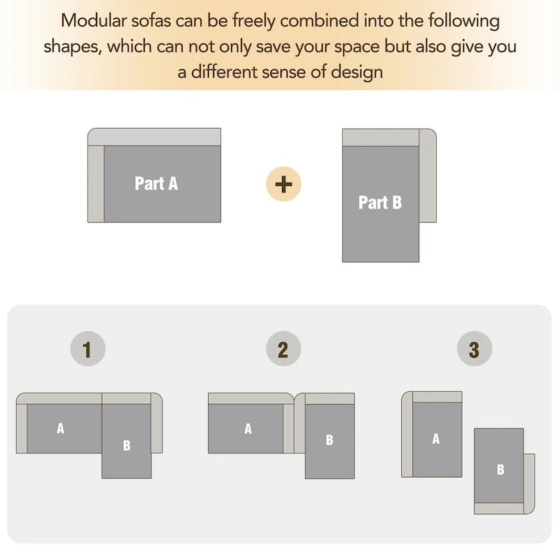 Ensemble de canapés modulables pour salon (110,2 x 72,8 cm), canapé moderne et minimaliste, canapé-lit rembourré pour salon et chambre.-10