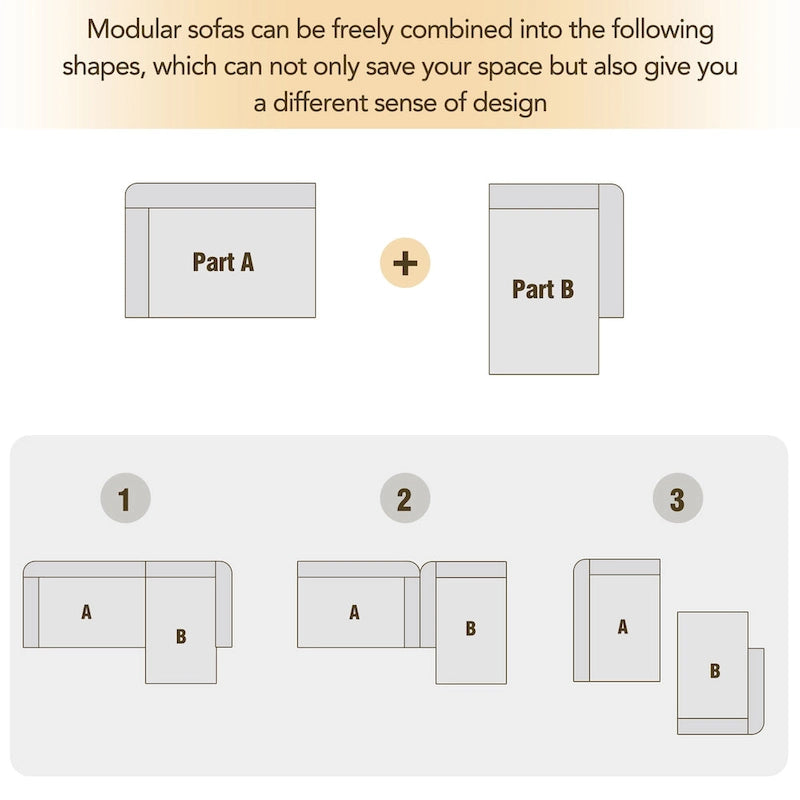 Ensemble de canapés modulables pour salon (110,2 x 72,8 cm), canapé moderne et minimaliste, canapé-lit rembourré pour salon et chambre.-19