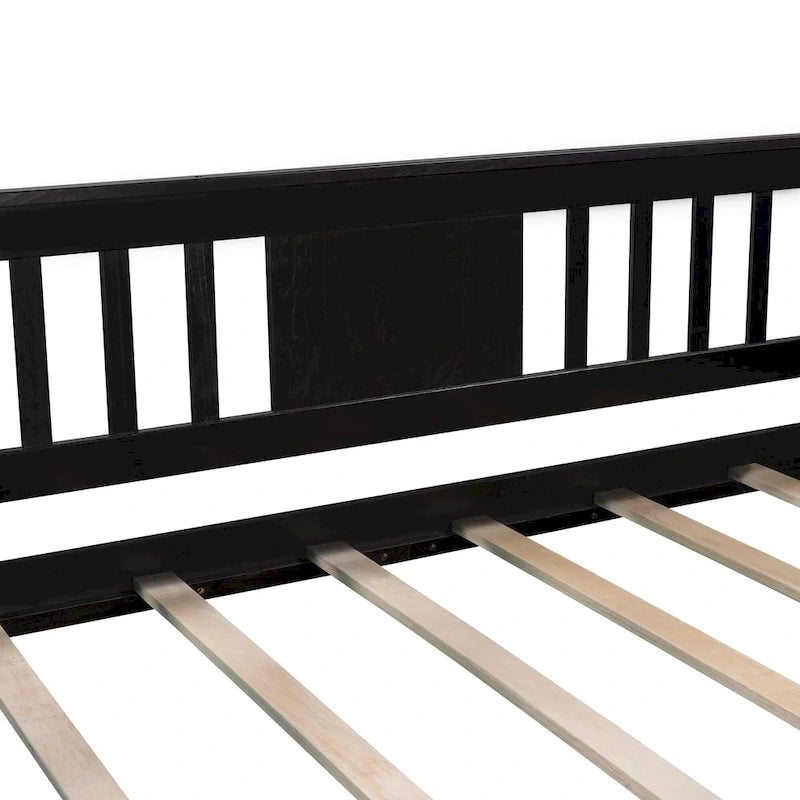 Lit de jour une place avec deux tiroirs, sommier à lattes en bois, couleur expresso-9