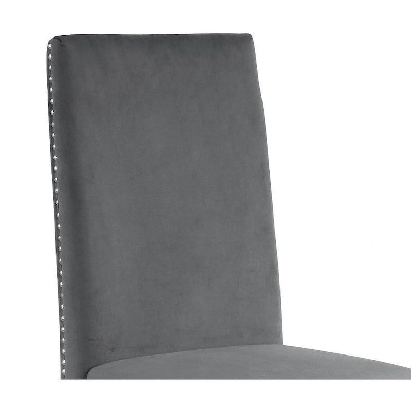 Chaise de salle à manger de qualité supérieure comprenant un dossier plissé, des clous décoratifs et des pieds chromés (lot de 2)-2