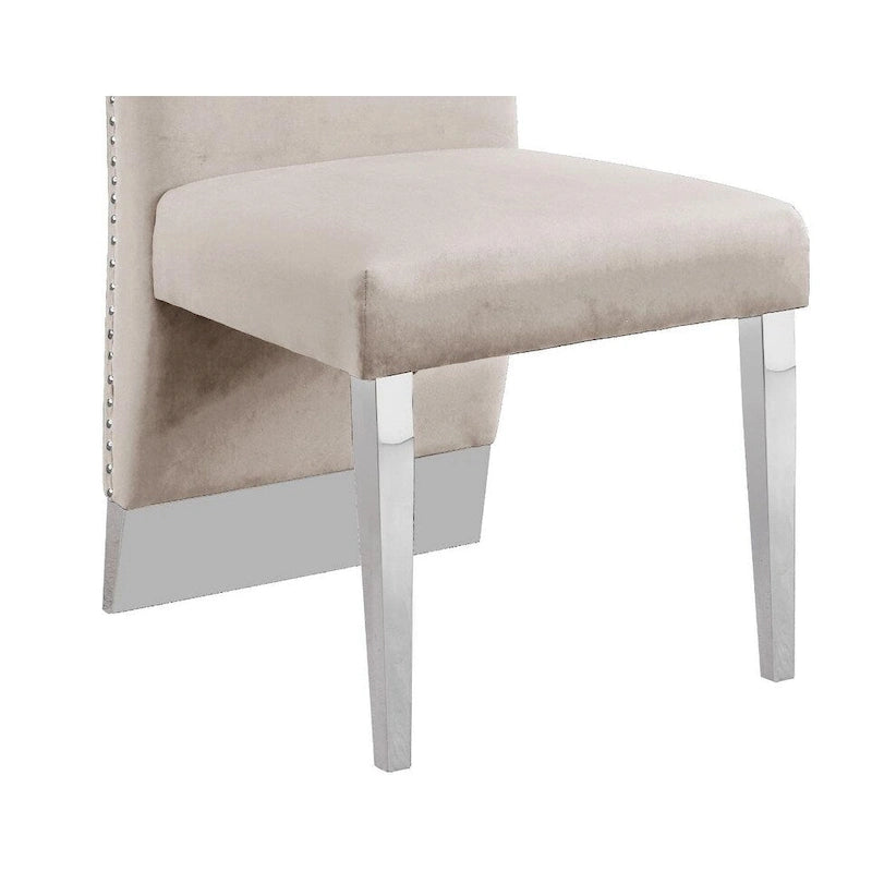 Chaise de salle à manger de qualité supérieure comprenant un dossier plissé, des clous décoratifs et des pieds chromés (lot de 2)-8