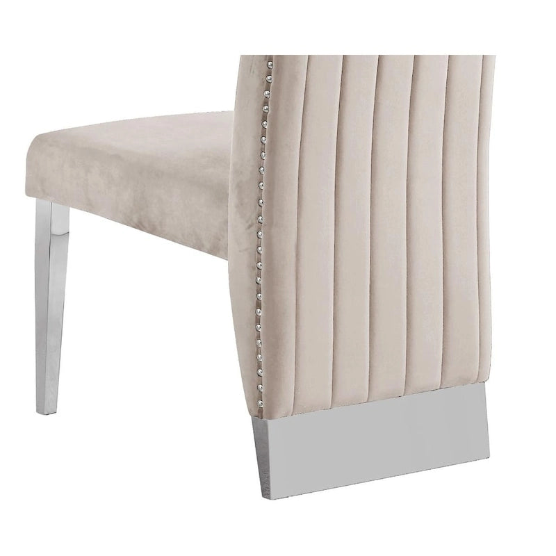 Chaise de salle à manger de qualité supérieure comprenant un dossier plissé, des clous décoratifs et des pieds chromés (lot de 2)-10