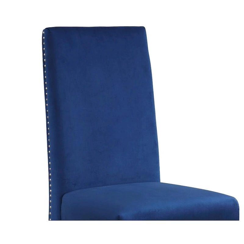 Chaise de salle à manger de qualité supérieure comprenant un dossier plissé, des clous décoratifs et des pieds chromés (lot de 2)-12