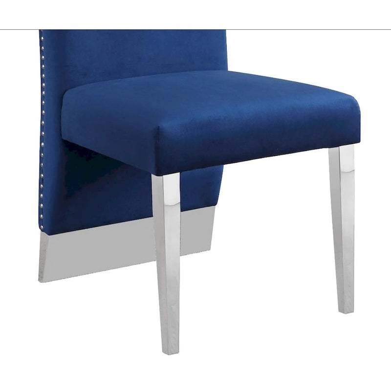 Chaise de salle à manger de qualité supérieure comprenant un dossier plissé, des clous décoratifs et des pieds chromés (lot de 2)-13