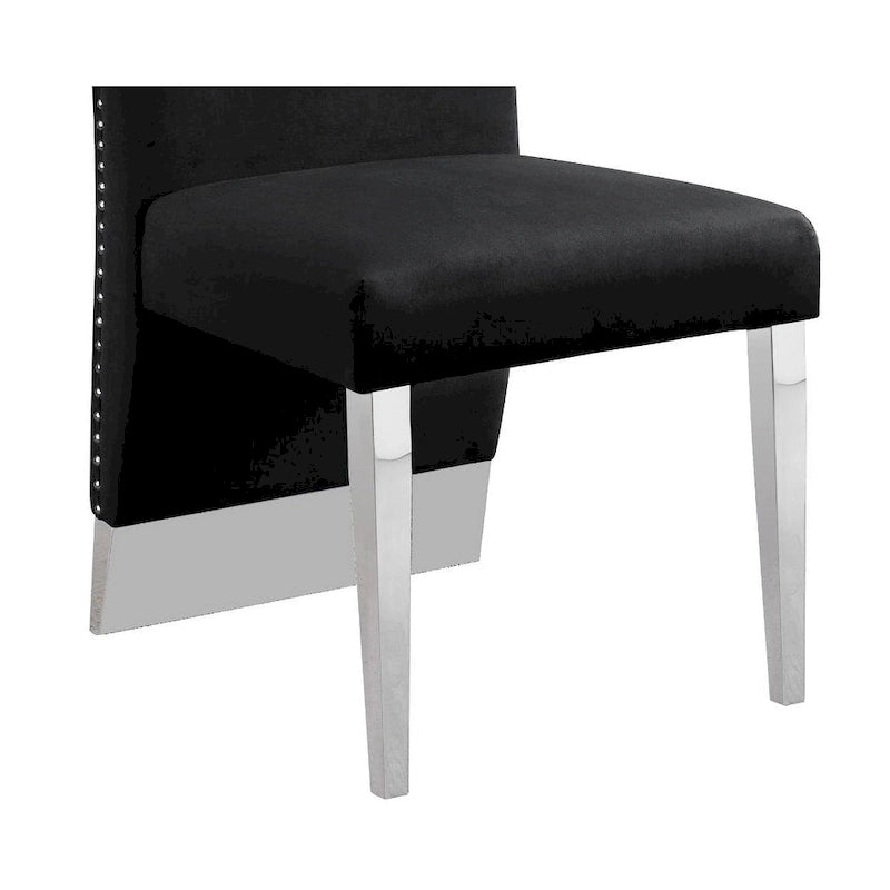 Chaise de salle à manger de qualité supérieure comprenant un dossier plissé, des clous décoratifs et des pieds chromés (lot de 2)-17