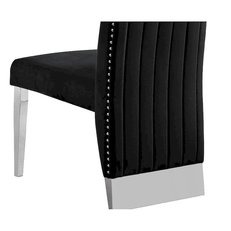 Chaise de salle à manger de qualité supérieure comprenant un dossier plissé, des clous décoratifs et des pieds chromés (lot de 2)-20