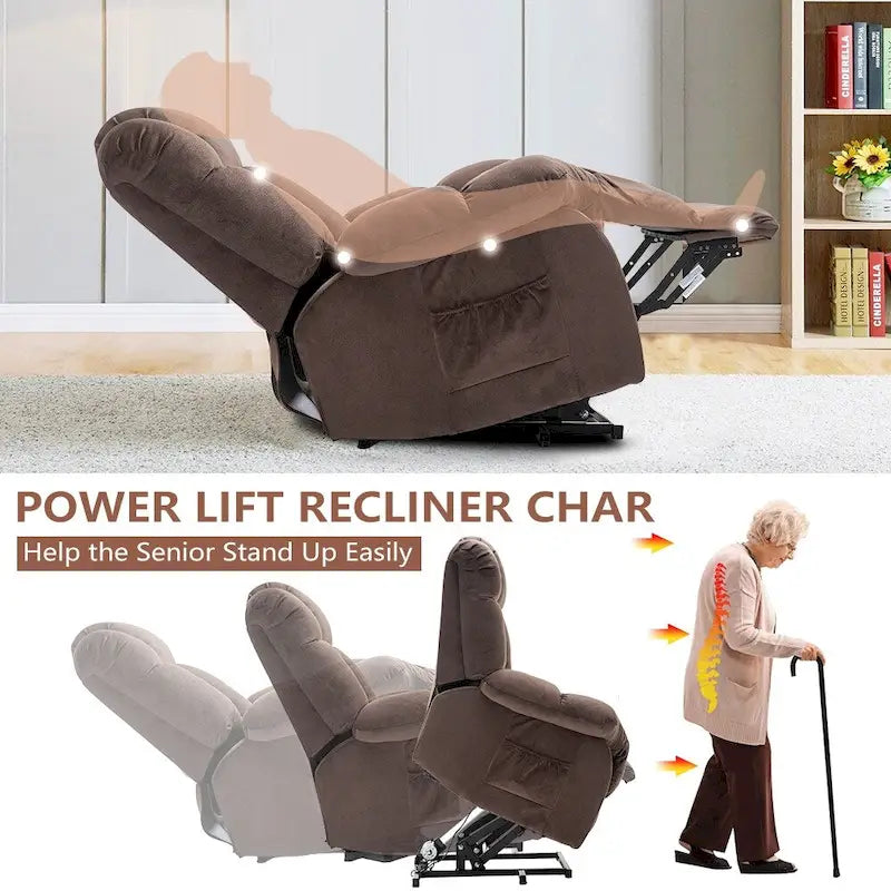 Fauteuil releveur électrique pour personnes âgées, mécanisme d'inclinaison robuste et sécurisé - Canapé en tissu pour salon-10