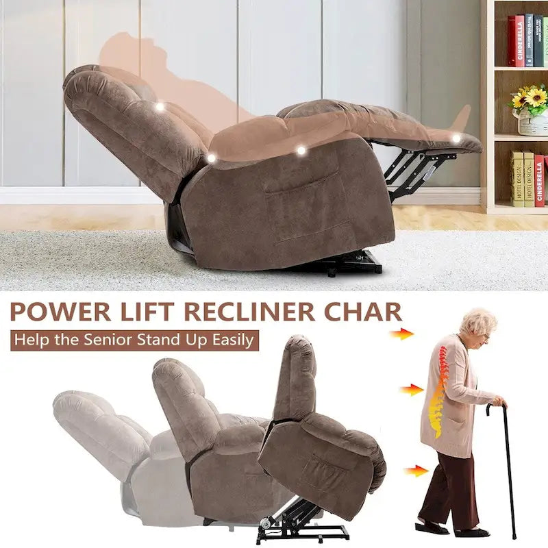 Fauteuil releveur électrique pour personnes âgées, mécanisme d'inclinaison robuste et sécurisé - Canapé en tissu pour salon-16