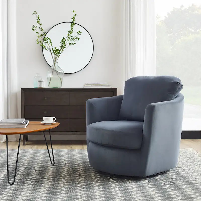 Fauteuil pivotant Art Leon moderne et confortable en tissu velours côtelé-7